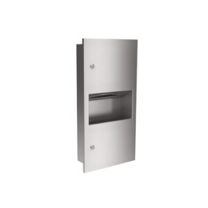 Wnękowy pojemnik na ręczniki pojedyncze z koszem, SIMPLICITY, stal matowa