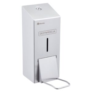 Dozownik płynu dezynfekcyjnego w sprayu na jednorazowe wkłady 1000 ml z przyciskiem łokciowym MERIDA STELLA stal matowa
