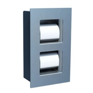 Wnękowy pojemnik na dwie małe rolki papieru toaletowego, STAL MATOWA