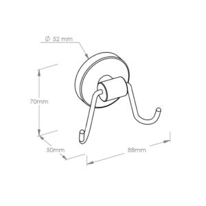 Wieszak z mosiądzu chromowanego podwójny, MAMUT,POLEROWANY