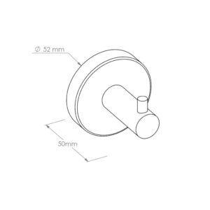 Wieszak z mosiądzu chromowanego pojedynczy, NOSOROŻEC, POLEROWANY