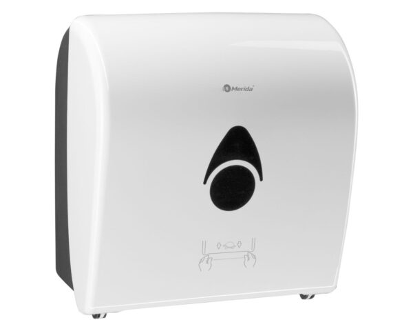Mechaniczny podajnik ręczników papierowych w rolach MERIDA COMO AUTOMATIC, BIAŁY Mechaniczny podajnik ręczników papierowych w rolach MERIDA COMO AUTOMATIC, BIAŁY