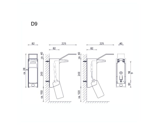 Dozownik płynu dezynfekcyjnego z przyciskiem łokciowym, pojemność zbiornika 500 ml, metalowy Dozownik płynu dezynfekcyjnego z przyciskiem łokciowym, pojemność zbiornika 500 ml, metalowy