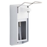 Dozownik z przyciskiem łokciowym na jednorazowe wkłady 500 ml, aluminiowy