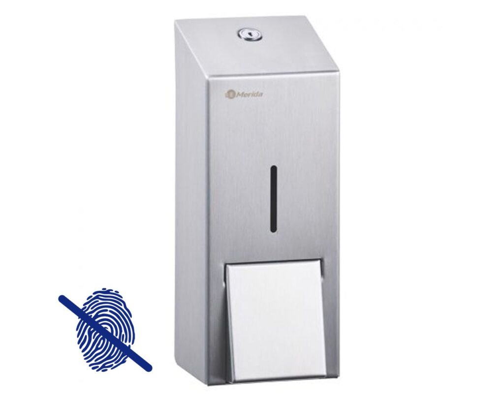 Dozownik mydła w pianie MERIDA STELLA Anti-FingerPrint MAXI na jednorazowe wkłady z pompką spieniającą, stal matowa z powłoką AFP