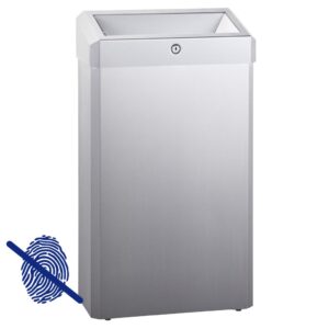 Kosz z otwartą pokrywą MERIDA STELLA Anti-FingerPrint, 27 l, stal matowa z powłoką AFP