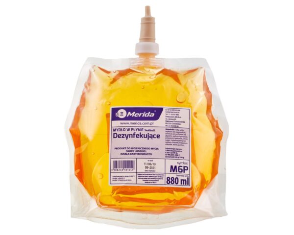 Mydło w płynie DEZYNFEKUJĄCE, jednorazowy wkład 880 ml, zapach grejpfrutowy Mydło w płynie DEZYNFEKUJĄCE, jednorazowy wkład 880 ml, zapach grejpfrutowy