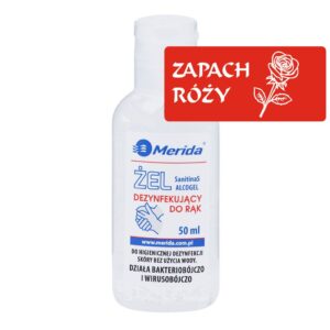 Żel dezynfekujący o zapachu róży MERIDA do higienicznej dezynfekcji rąk butelka 50 ml