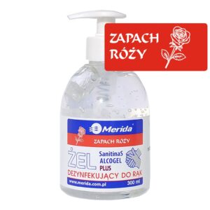 Żel dezynfekujący o zapachu róży MERIDA do higienicznej dezynfekcji rąk butelka 300 ml z pompką