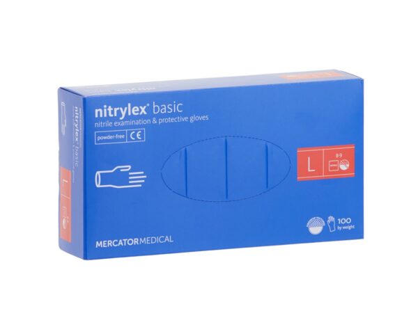 RĘKAWICE NITRYLOWE BASIC L, 100 SZT., BEZPUDROWE RĘKAWICE NITRYLOWE BASIC L, 100 SZT., BEZPUDROWE