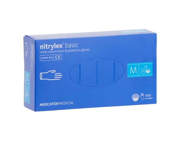 RĘKAWICE NITRYLOWE BASIC M, 100 SZT., BEZPUDROWE RĘKAWICE NITRYLOWE BASIC M, 100 SZT., BEZPUDROWE