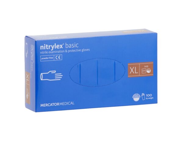 RĘKAWICE NITRYLOWE BASIC XL, 100 SZT., BEZPUDROWE
