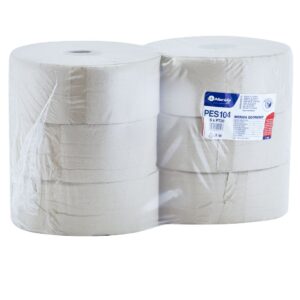 Papier toaletowy MERIDA ECONOMY, SZARY średnica 23 cm, długość 230 m, jednowarstwowy, zgrzewka 6 szt.