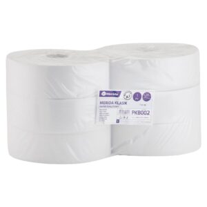 Papier toaletowy MERIDA KLASIK, BIAŁY, średnica 28 cm, długość 480 m, jednowarstwowy, zgrzewka 6 szt.