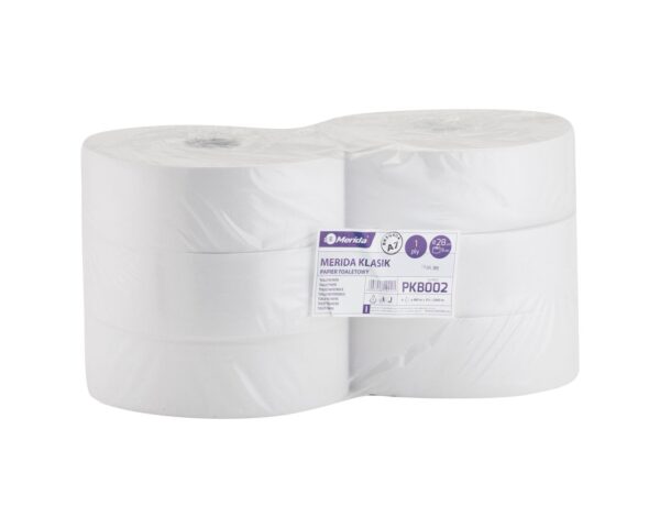 Papier toaletowy MERIDA KLASIK, BIAŁY, średnica 28 cm, długość 480 m, jednowarstwowy, zgrzewka 6 szt. Papier toaletowy MERIDA KLASIK, BIAŁY, średnica 28 cm, długość 480 m, jednowarstwowy, zgrzewka 6 szt.