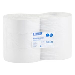 Papier toaletowy MERIDA KLASIK, BIAŁY średnica 23 cm, długość 340 m, jednowarstwowy, zgrzewka 6 szt.