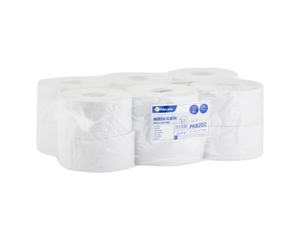 Papier toaletowy MERIDA KLASIK, BIAŁY średnica 19 cm, długość 220 m, jednowarstwowy, zgrzewka 12 szt. Papier toaletowy MERIDA KLASIK, BIAŁY średnica 19 cm, długość 220 m, jednowarstwowy, zgrzewka 12 szt.