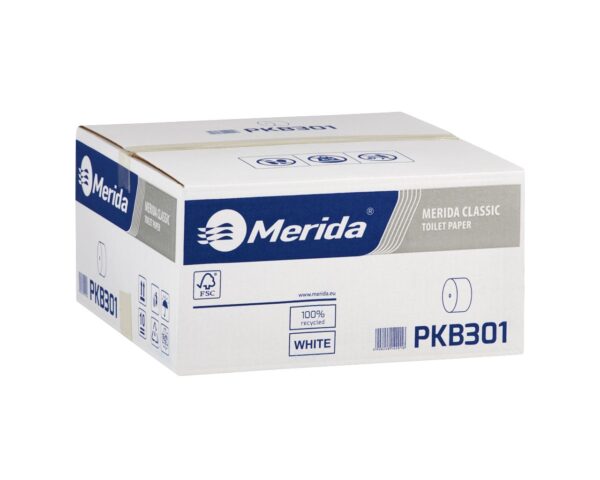 Papier toaletowy bez gilzy MERIDA CLASSIC, biały, średnica 12 cm, długość 125 m, jednowarstwowy, karton 18 szt Papier toaletowy bez gilzy MERIDA CLASSIC, biały, średnica 12 cm, długość 125 m, jednowarstwowy, karton 18 szt