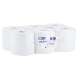 Papier toaletowy MERIDA OPTIMUM, BIAŁY, średnica 19 cm, długość 140 m, dwuwarstwowy, zgrzewka 12 szt.