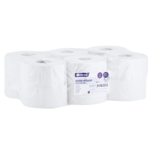 Papier toaletowy MERIDA OPTIMUM, BIAŁY, średnica 19 cm, długość 140 m, dwuwarstwowy, zgrzewka 12 szt.