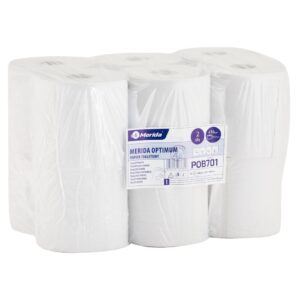 Papier toaletowy MERIDA OPTIMUM, biały, 14 cm, opakowanie 12 szt., śr. 14 cm, dł. 80 m, 2-warstwowy