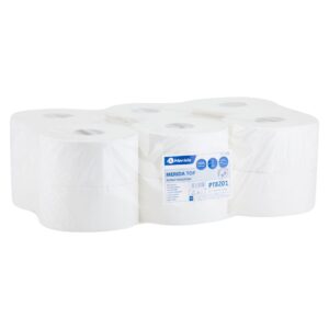 Papier toaletowy MERIDA TOP, BIAŁY, średnica 19 cm, długość 180 m, dwuwarstwowy, zgrzewka 12 szt.