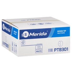 Papier toaletowy bez gilzy MERIDA TOP, biały, średnica 12 cm, długość 85 m, dwuwarstwowy, karton 18 szt