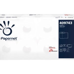 Papier toaletowy MERIDA TOP, BIAŁY, średnica 12 cm, długość 27,5 m, trzywarstwowy, worek 72 szt.