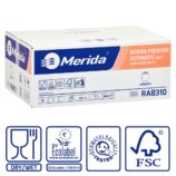Ręczniki papierowe w roli z adaptorem MERIDA PREMIUM AUTOMATIC MAXI, białe, trzywarstwowe, długość 100 m, karton 6 rolek