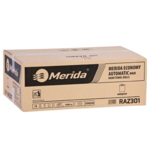 Ręczniki papierowe w roli z adaptorem MERIDA ECONOMY AUTOMATIC MAXI, zielone, jednowarstwowe, długość 250 m, karton 6 rolek