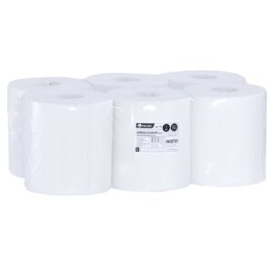 Ręczniki papierowe w roli MERIDA ECONOMY CENTER PULL MAXI, białe, jednowarstwowe, długość 320 m, opakowanie 6 rolek