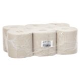 Ręczniki papierowe w roli MERIDA ECONOMY MAXI, szare, jednowarstwowe, długość 140 m, opakowanie 6 rolek