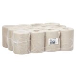 Ręczniki papierowe w roli MERIDA ECONOMY MINI, szare, jednowarstwowy, długość 65 m, opakowanie 12 rolek