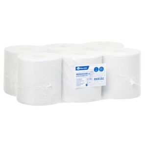 Ręczniki papierowe w roli MERIDA KLASIK MAXI, białe, jednowarstwowe, długość 320 m, opakowanie 6 rolek