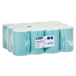 Ręczniki papierowe w roli MERIDA KLASIK MINI, zielone, jednowarstwowe, długość 90 m, opakowanie 12 rolek