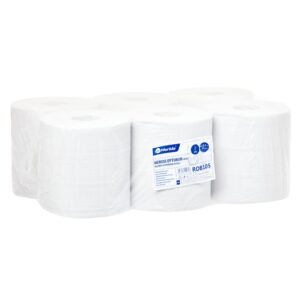 Ręczniki papierowe w roli MERIDA OPTIMUM MAXI, białe, dwuwarstwowe, długość 150 m, opakowanie 6 rolek