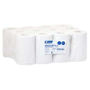 Ręczniki papierowe w roli MERIDA OPTIMUM MINI, białe, dwuwarstwowe, długość 60 m, opakowanie 12 rolek