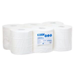 Ręczniki papierowe w roli MERIDA TOP MAXI, białe, dwuwarstwowe, długość 156 m, opakowanie 6 rolek