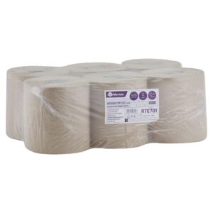 Ręczniki papierowe w roli MERIDA TOP EKO CENTER PULL MAXI, piaskowe, dwuwarstwowe, długość 158 m, opakowanie 6 rolek