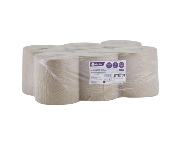 Ręczniki papierowe w roli MERIDA TOP EKO CENTER PULL MAXI, piaskowe, dwuwarstwowe, długość 158 m, opakowanie 6 rolek Ręczniki papierowe w roli MERIDA TOP EKO CENTER PULL MAXI, piaskowe, dwuwarstwowe, długość 158 m, opakowanie 6 rolek