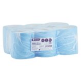 Ręczniki papierowe w roli MERIDA TOP CENTER PULL MAXI, niebieskie, dwuwarstwowe, długość 158 m, opakowanie 6 rolek