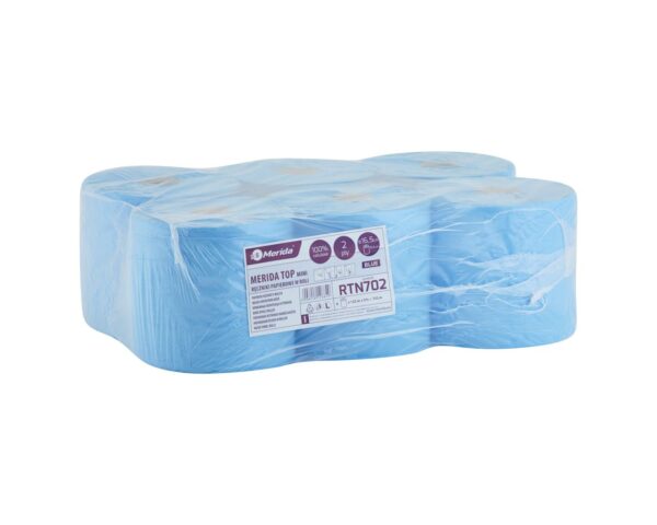 Ręczniki papierowe w roli MERIDA TOP CENTER PULL MINI, niebieskie, dwuwarstwowe, długość 122 m, opakowanie 6 rolek Ręczniki papierowe w roli MERIDA TOP CENTER PULL MINI, niebieskie, dwuwarstwowe, długość 122 m, opakowanie 6 rolek