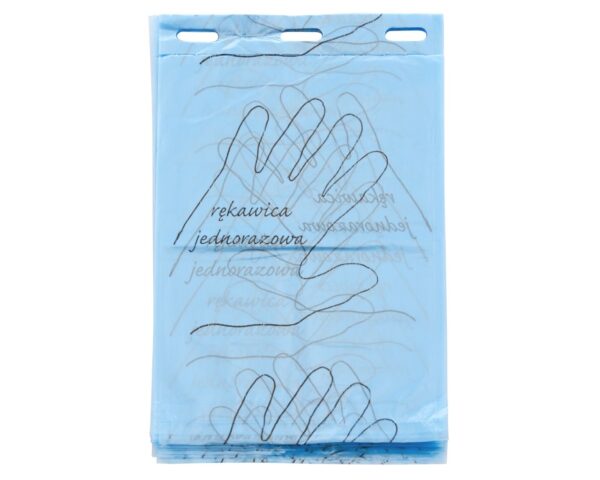 Rękawice - woreczki foliowe typu zrywka, 20 x 30 cm, 100 szt., niebieskie Rękawice - woreczki foliowe typu zrywka, 20 x 30 cm, 100 szt., niebieskie