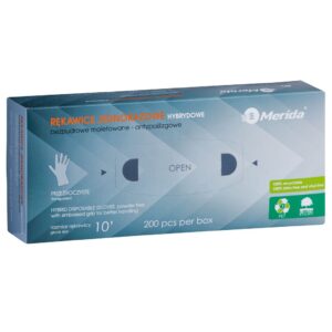 Rękawice hybrydowe antypoślizgowe przezroczyste, opakowanie 200 szt.