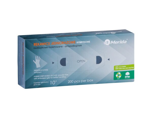 Rękawice hybrydowe antypoślizgowe przezroczyste, opakowanie 200 szt. Rękawice hybrydowe antypoślizgowe przezroczyste, opakowanie 200 szt.