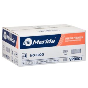 Ręczniki papierowe MERIDA PREMIUM NO CLOG, białe, trzywarstwowe, 2700 szt. (RPB601)