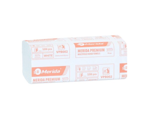 Ręczniki papierowe MERIDA PREMIUM, białe, dwuwarstwowe, 3200 szt. Ręczniki papierowe MERIDA PREMIUM, białe, dwuwarstwowe, 3200 szt.