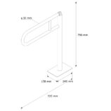 PORĘCZ UCHYLNA ŁUKOWA 600 MM, MONTOWANA DO PODŁOGI