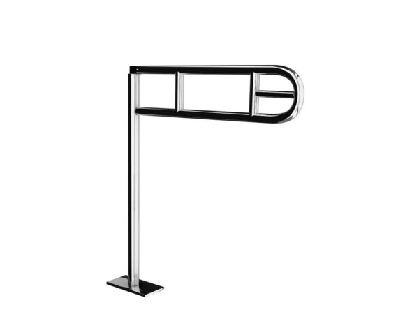 PORĘCZ UCHYLNA ŁUKOWA 600 MM, MONTOWANA DO PODŁOGI, Z UCHWYTEM NA PAPIER TOALETOWY