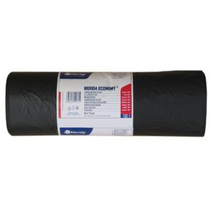 Jednorazowe worki na śmieci MERIDA ECONOMY, 70 x 110 cm, pojemność 120 l, rolka 50 szt., CZARNE